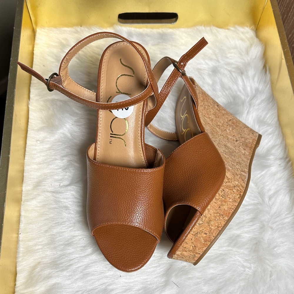 Sugar Tan Leather Wedge Sandals